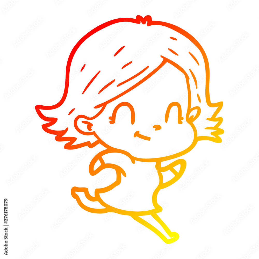 warm gradient line drawing cartoon friendly girl warm gradient line drawing cartoon friendly girl