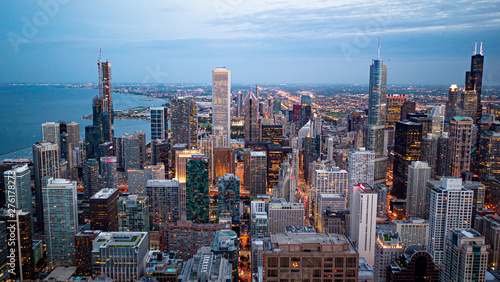 The skyscrapers of Chicago - aerial view in the evening - travel photography