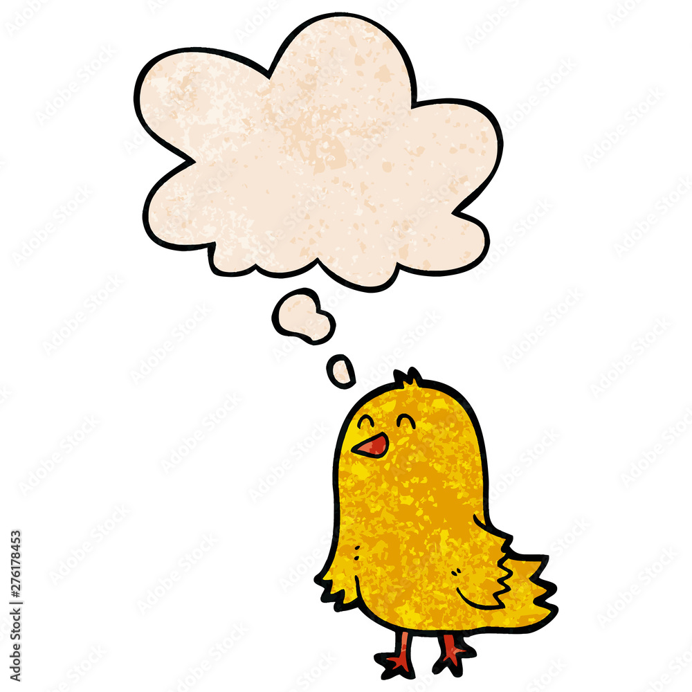 cartoon bird and thought bubble in grunge texture pattern style cartoon bird and thought bubble in grunge texture pattern style
