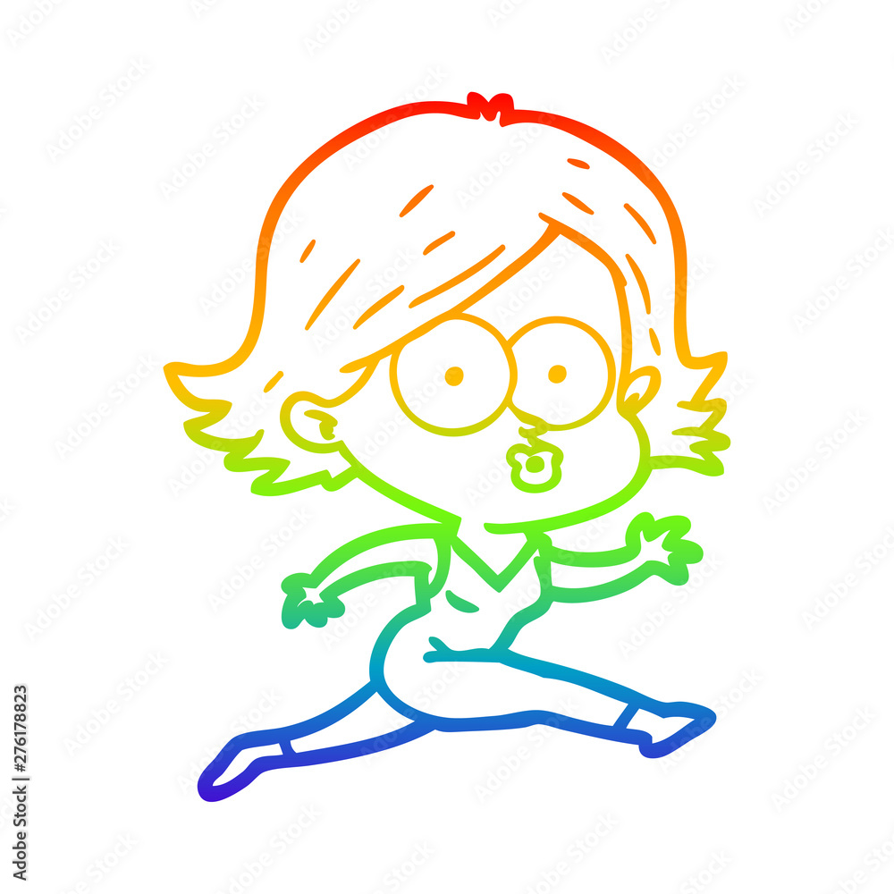 rainbow gradient line drawing cartoon girl pouting rainbow gradient line drawing cartoon girl pouting