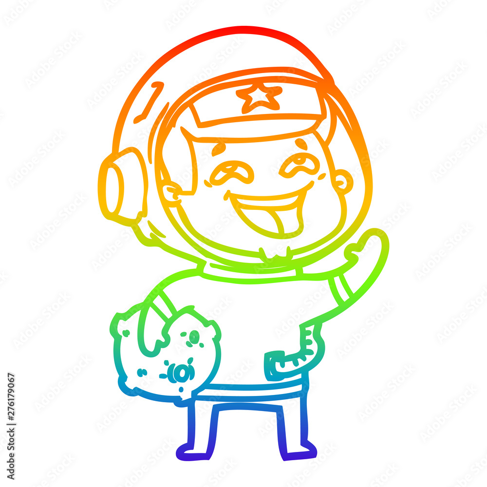 rainbow gradient line drawing cartoon laughing astronaut rainbow gradient line drawing cartoon laughing astronaut