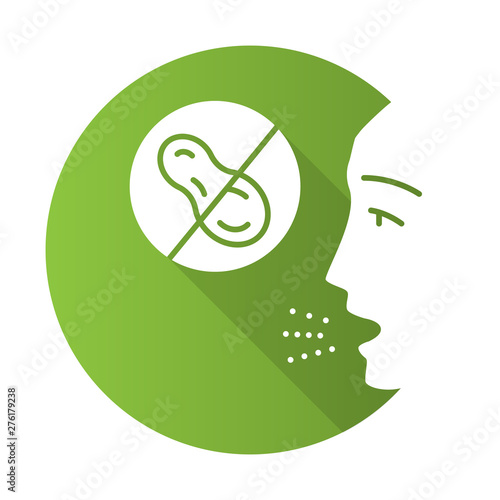 Nut allergy flat design long shadow glyph icon