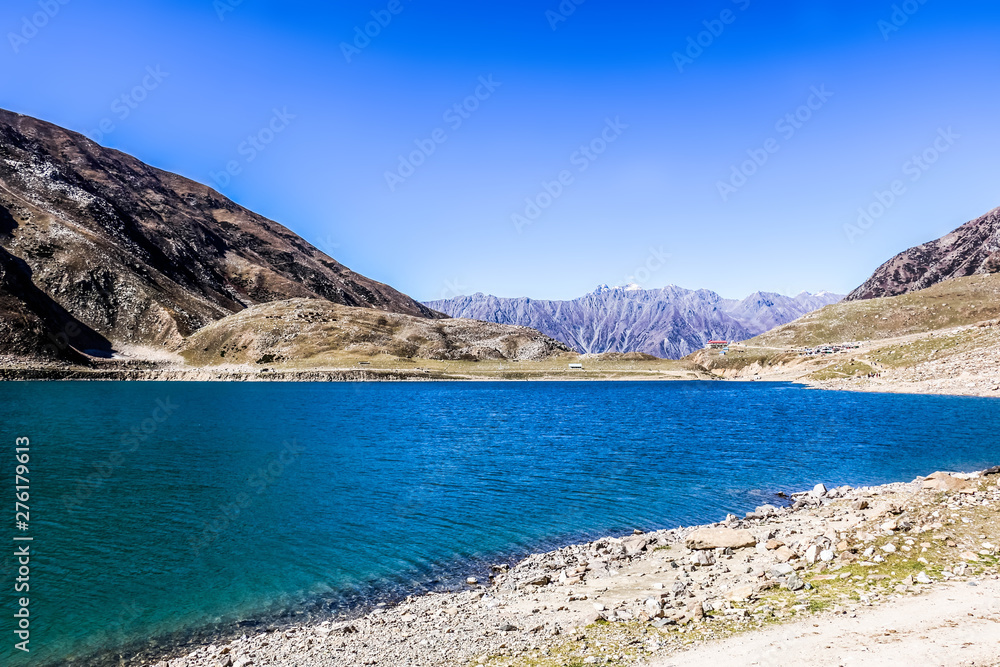 Beautiful view of mountainous lake Saiful Muluk in Naran Valley, Mansehra District, Khyber-Pakhtunkhwa, Northern Areas of Pakistan