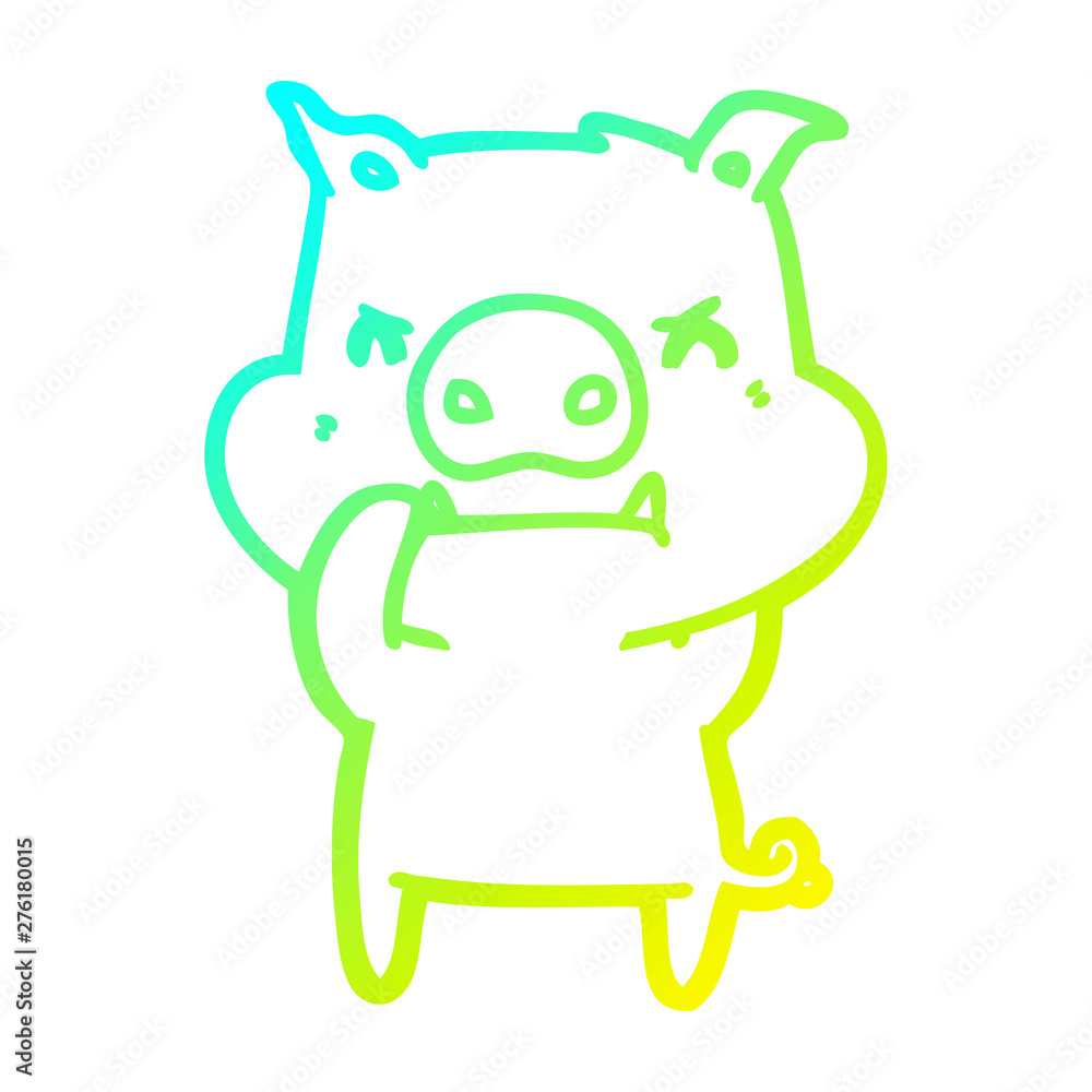 cold gradient line drawing angry cartoon pig cold gradient line drawing angry cartoon pig