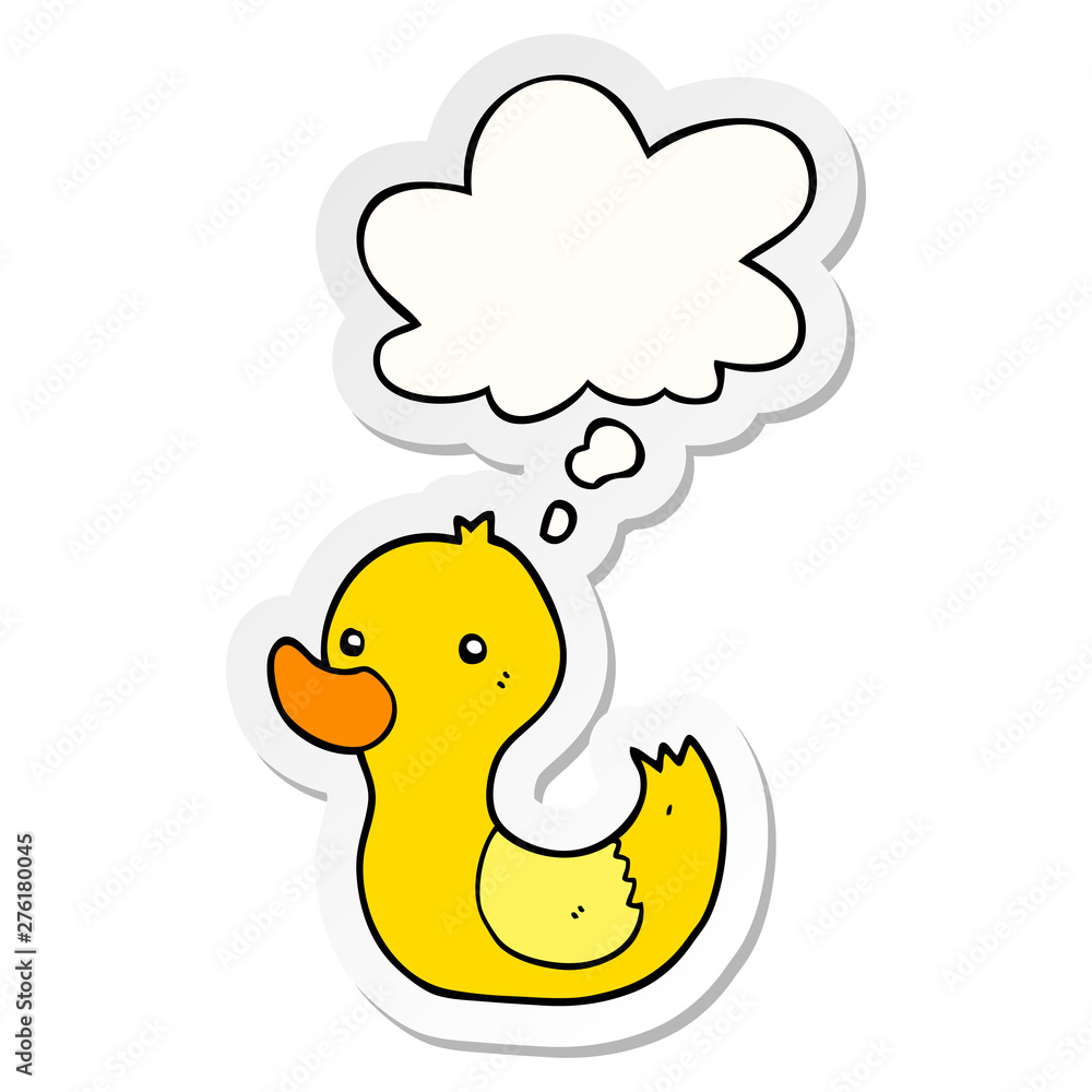 cartoon duck and thought bubble as a printed sticker cartoon duck and thought bubble as a printed sticker