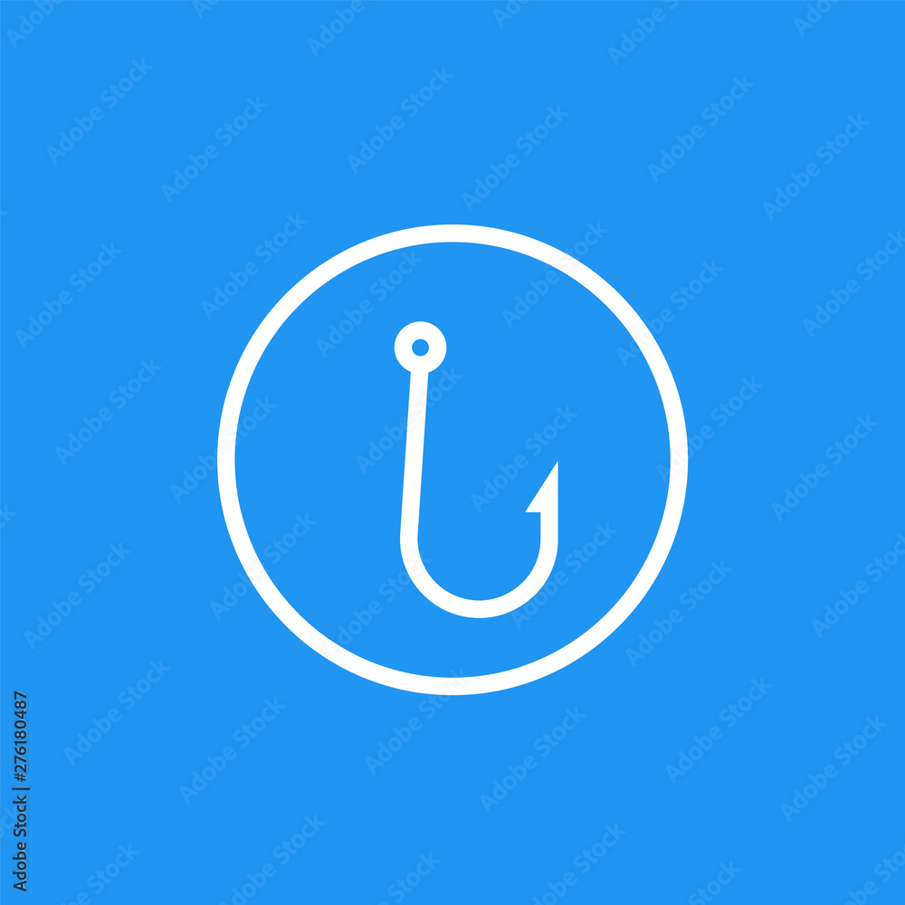 Fishing hook, vector icon on blue Fishing hook, vector icon on blue