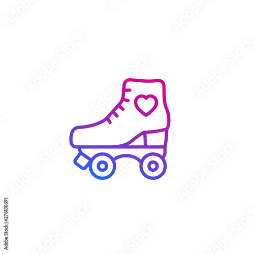 Roller skates line icon on white