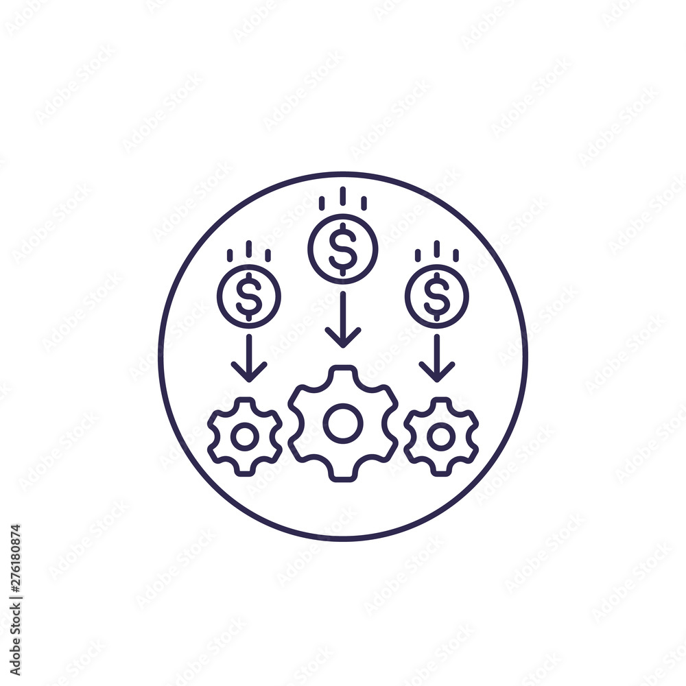 cost optimization or reduction line icon