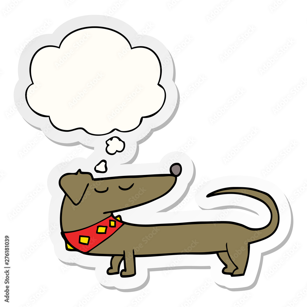 cartoon dog and thought bubble as a printed sticker cartoon dog and thought bubble as a printed sticker
