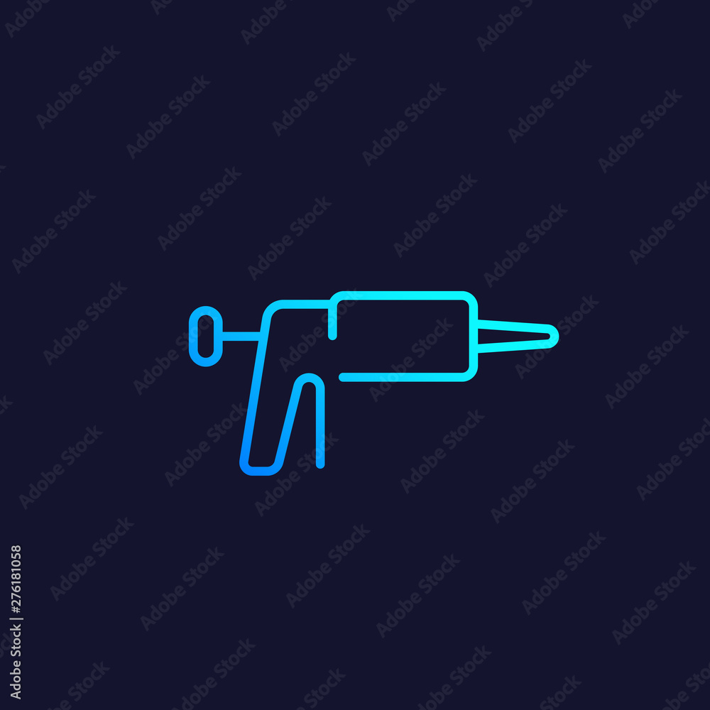 silicone caulk gun icon, line vector