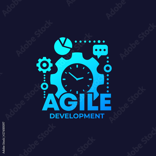 Agile software development process icon on dark