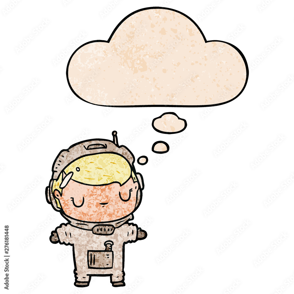 cartoon astronaut and thought bubble in grunge texture pattern style cartoon astronaut and thought bubble in grunge texture pattern style