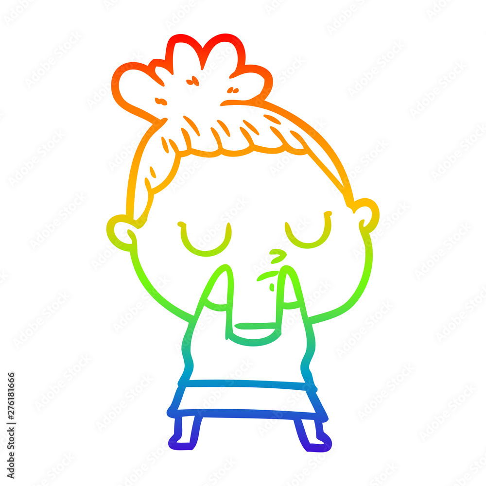 rainbow gradient line drawing cartoon calm woman rainbow gradient line drawing cartoon calm woman