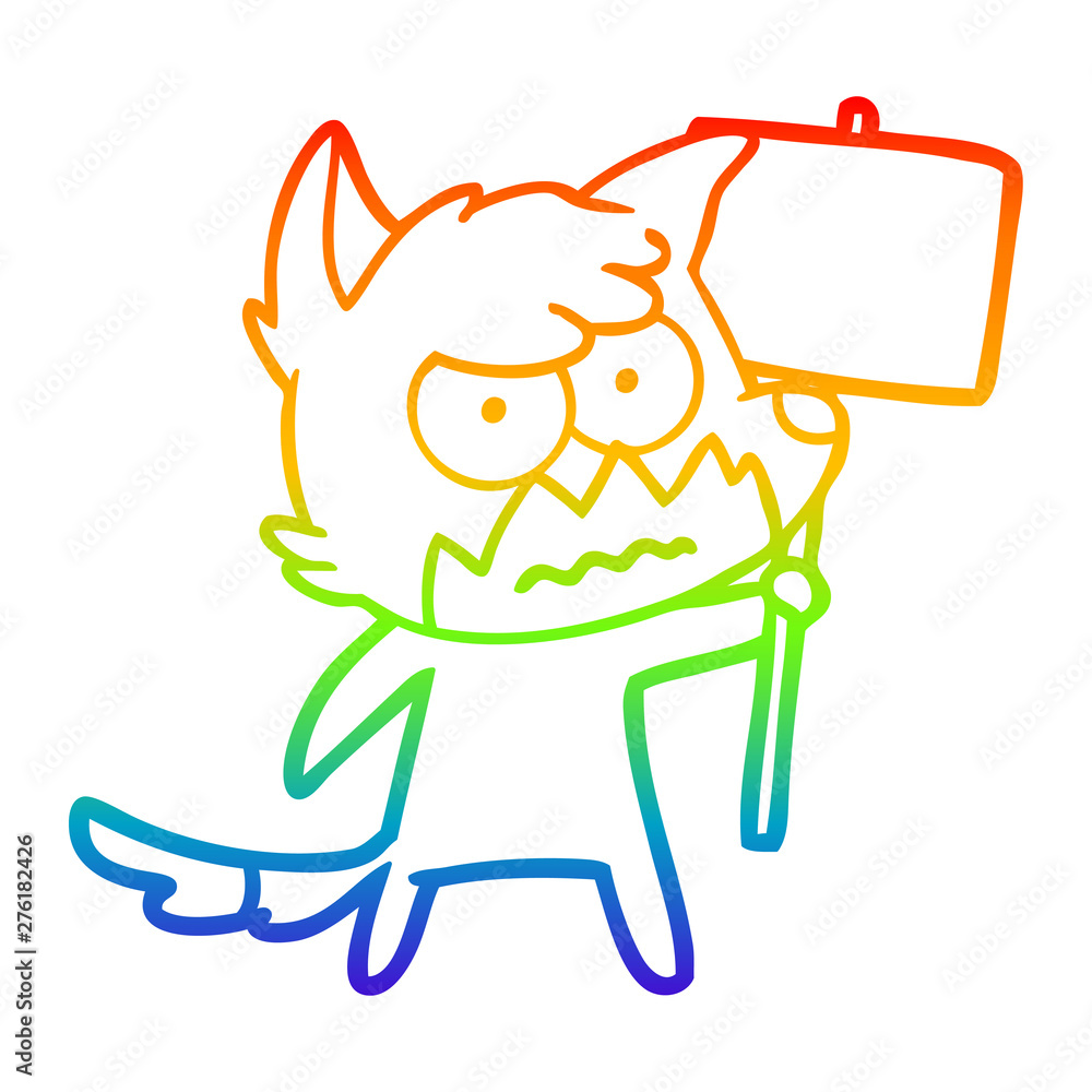 rainbow gradient line drawing cartoon annoyed fox rainbow gradient line drawing cartoon annoyed fox