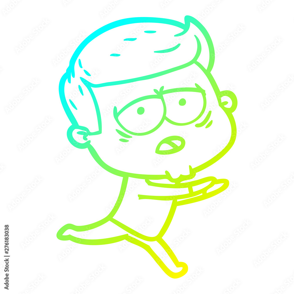 cold gradient line drawing cartoon tired man cold gradient line drawing cartoon tired man