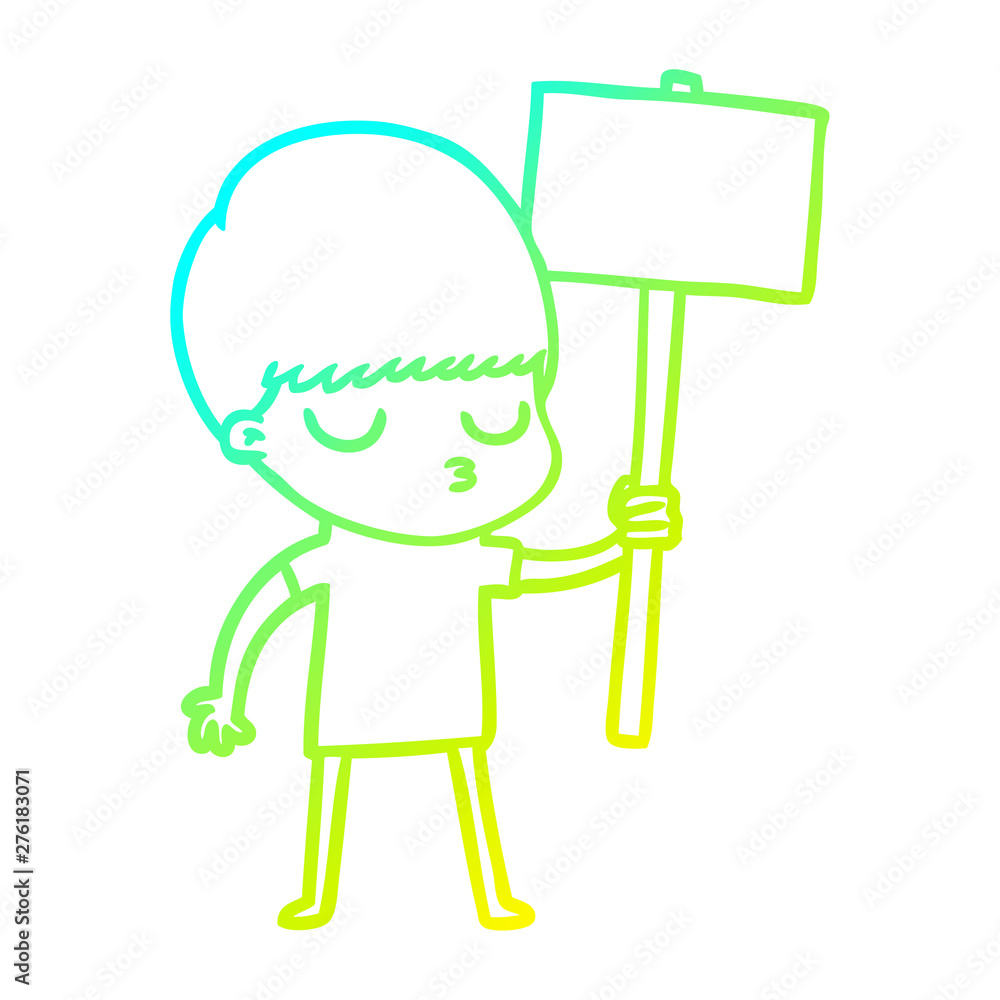 cold gradient line drawing cartoon calm boy cold gradient line drawing cartoon calm boy