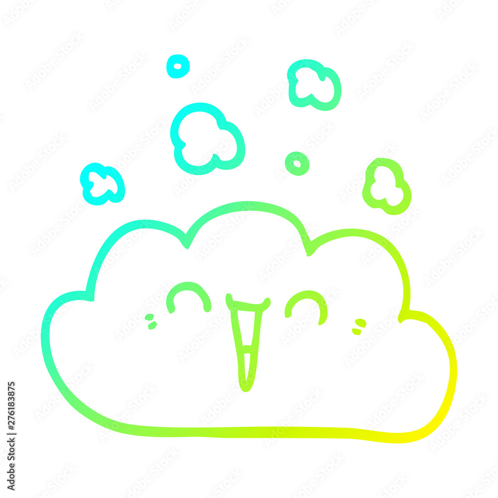 Obraz premium cold gradient line drawing cartoon smoke cloud