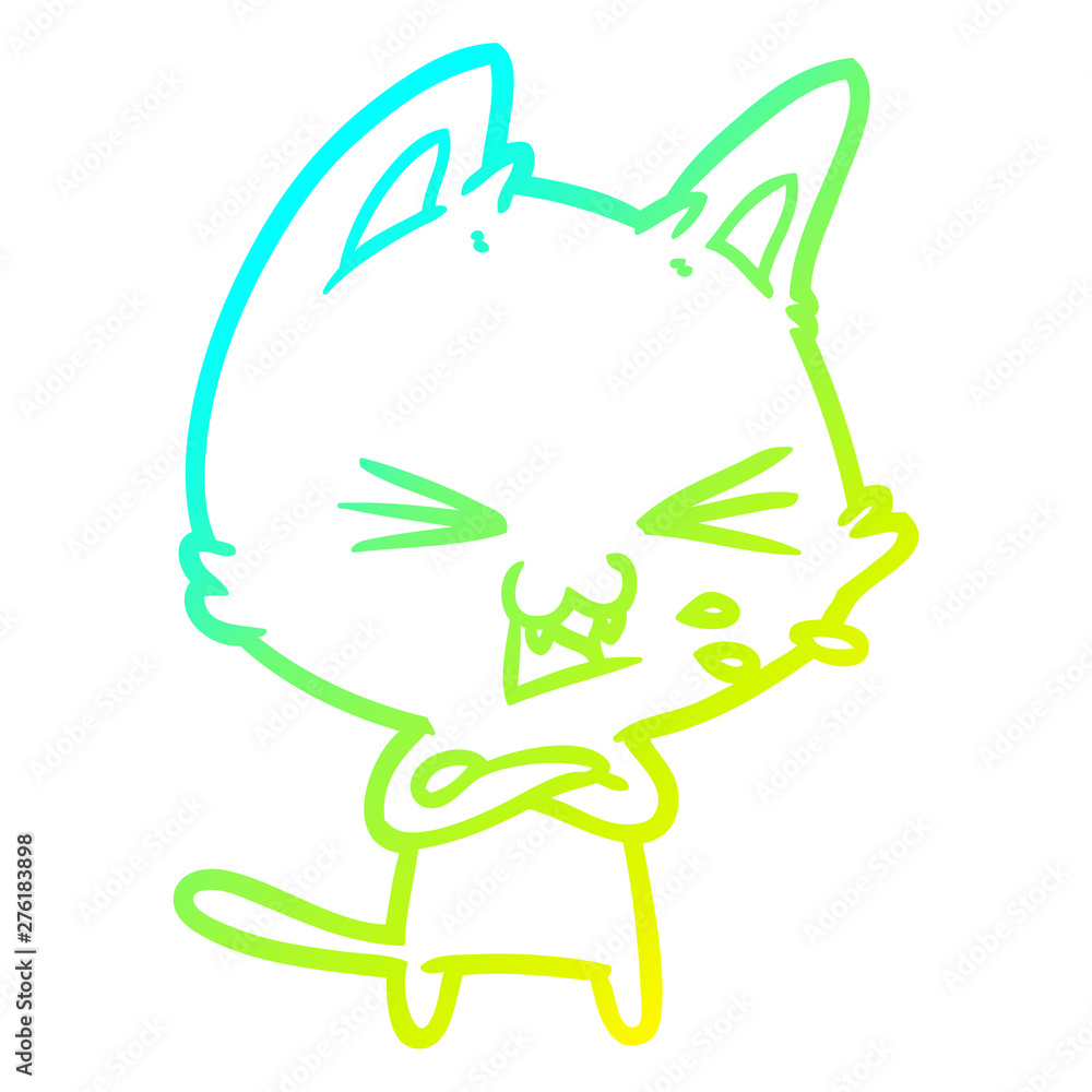 cold gradient line drawing cartoon cat hissing cold gradient line drawing cartoon cat hissing