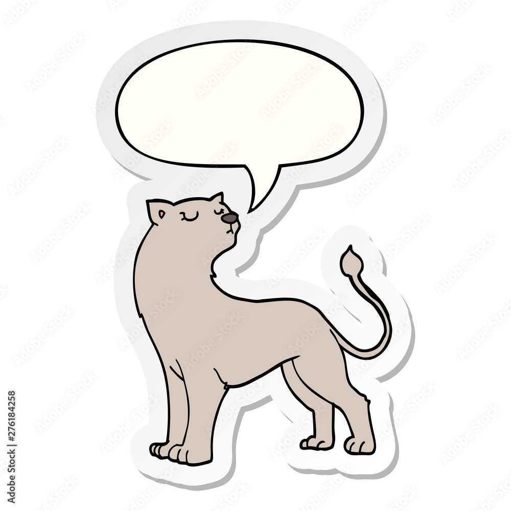 cartoon lioness and speech bubble sticker cartoon lioness and speech bubble sticker