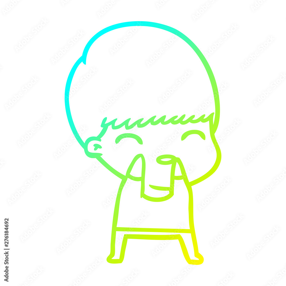 cold gradient line drawing happy cartoon boy cold gradient line drawing happy cartoon boy