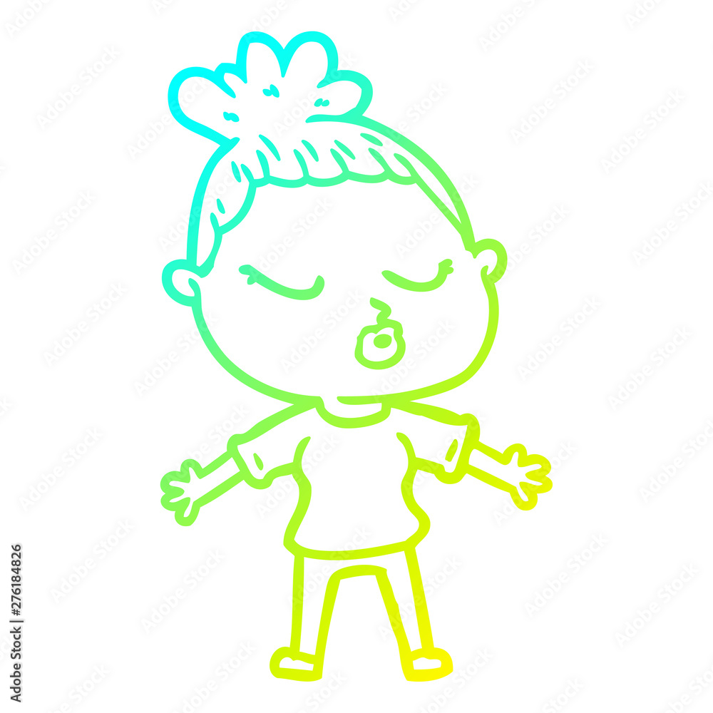 cold gradient line drawing cartoon calm woman cold gradient line drawing cartoon calm woman