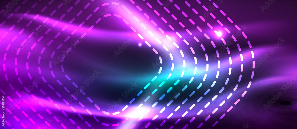 Dark background with neon glowing elements, shiny motion concept Dark background with neon glowing elements, shiny motion concept