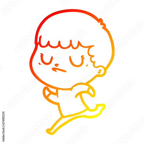 warm gradient line drawing cartoon grumpy boy