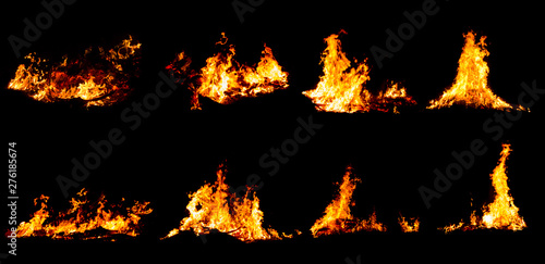 Bonfire on black background light, The collection of fire. Suitable for use in the design, editing, decoration, use on both print and website.