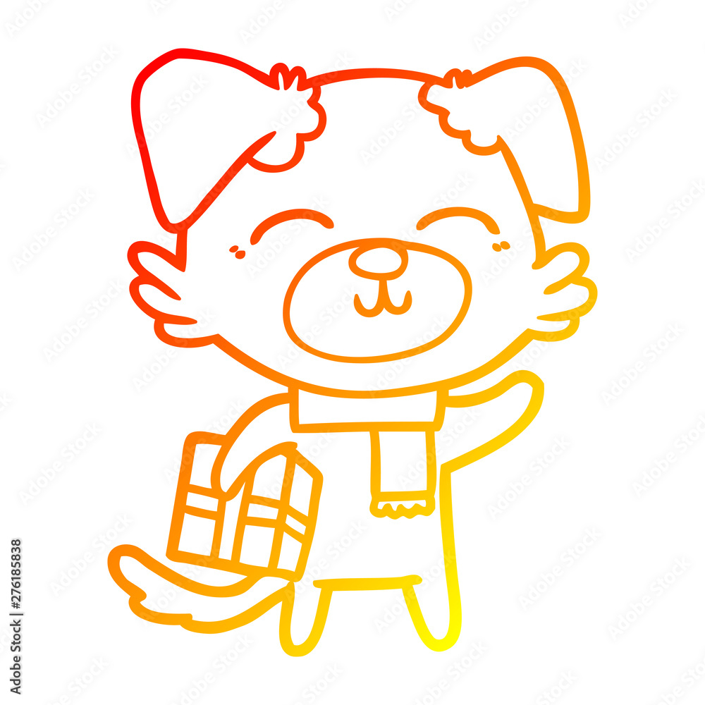 warm gradient line drawing cartoon dog ready for xmas warm gradient line drawing cartoon dog ready for xmas