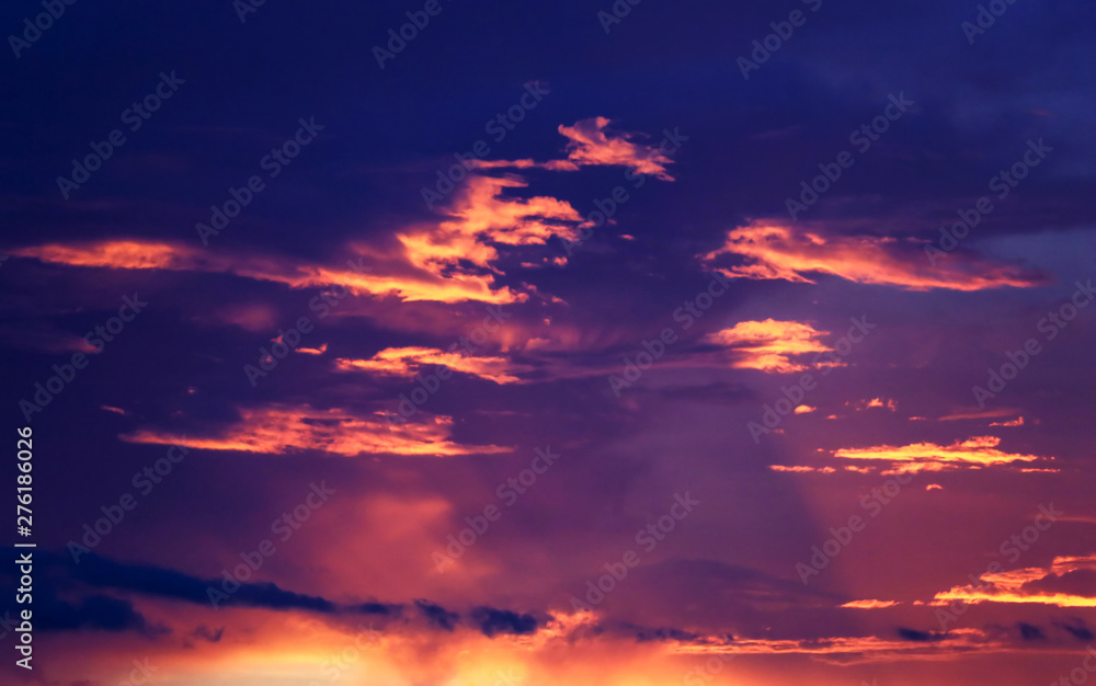Twilight sky with fiery clouds