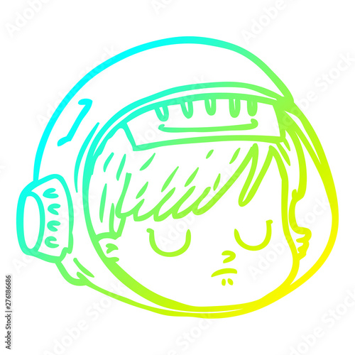 cold gradient line drawing cartoon astronaut face