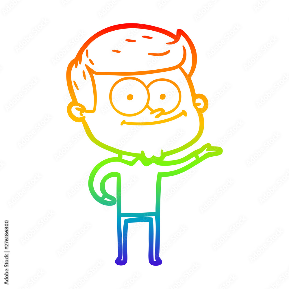 rainbow gradient line drawing cartoon happy man rainbow gradient line drawing cartoon happy man
