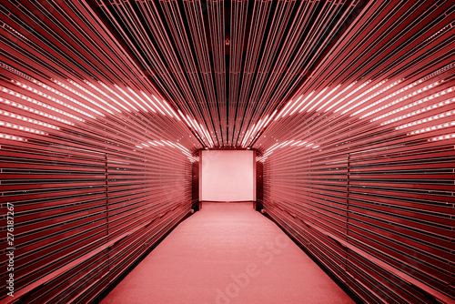 Fototapeta Naklejka Na Ścianę i Meble -  Futuristic tunnel interior.  Architecture abstract background