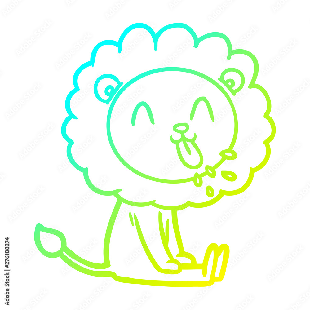 cold gradient line drawing happy cartoon lion cold gradient line drawing happy cartoon lion