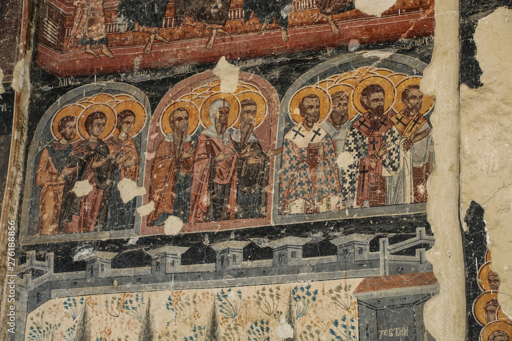 Fresco on the wall of the chapel in Krusedol Monastery in Fruska Gora National Park