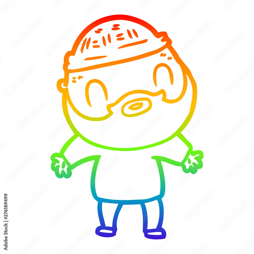 rainbow gradient line drawing cartoon bearded man rainbow gradient line drawing cartoon bearded man