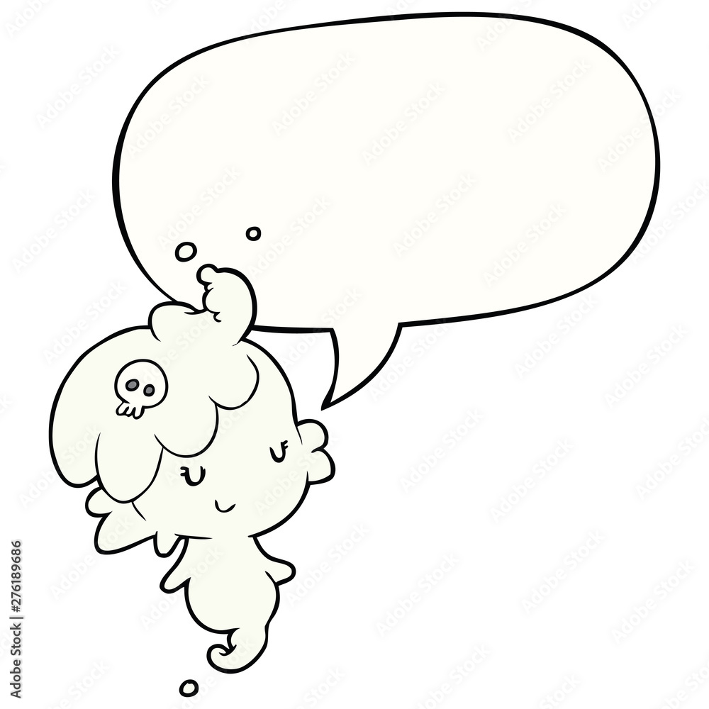 cute cartoon ghost girl and speech bubble cute cartoon ghost girl and speech bubble