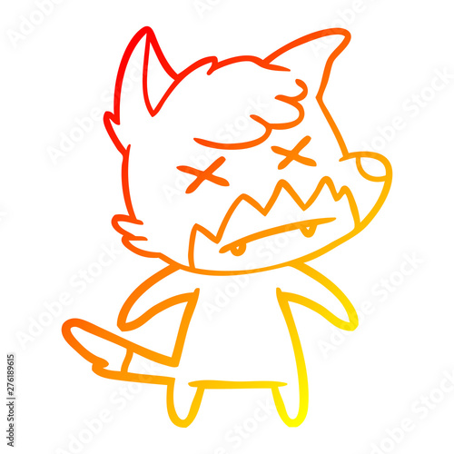 warm gradient line drawing cartoon dead fox