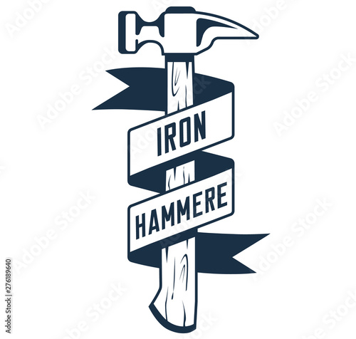 black hammer with tape on white background
