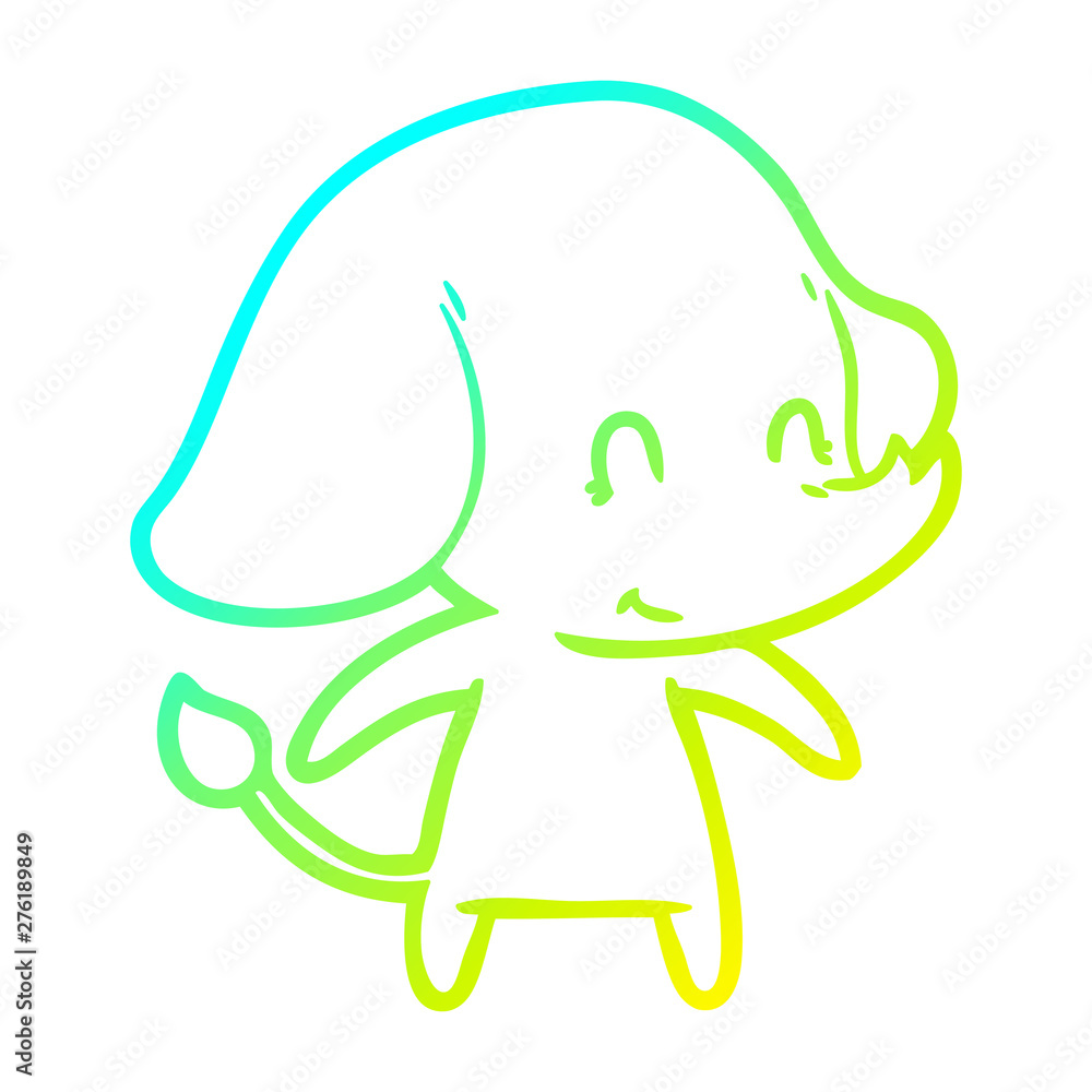cold gradient line drawing cute cartoon elephant cold gradient line drawing cute cartoon elephant