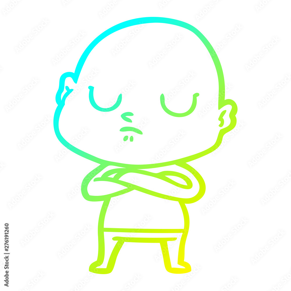 cold gradient line drawing cartoon bald man cold gradient line drawing cartoon bald man