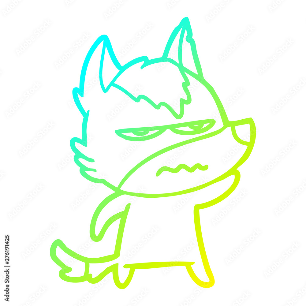 cold gradient line drawing cartoon annoyed wolf cold gradient line drawing cartoon annoyed wolf