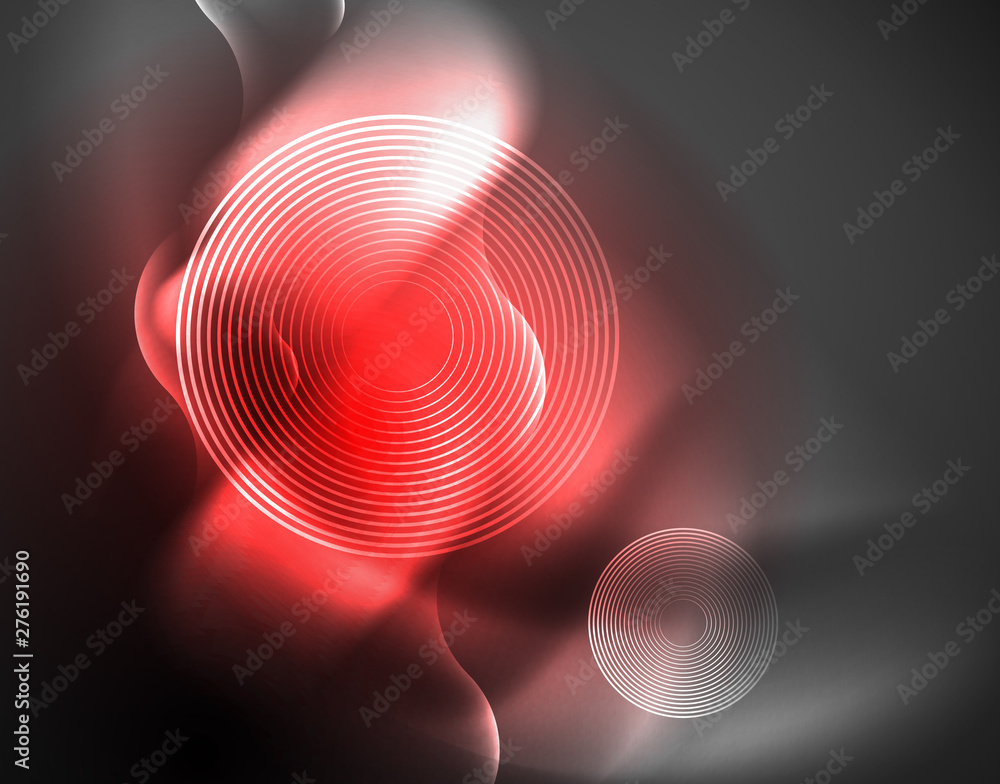 Fototapeta premium Shiny metallic neon waves vector design