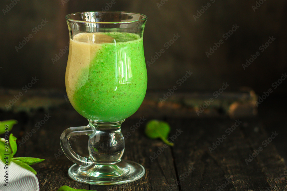 Smoothies, banana, avocado, chia seeds and more are healthy food concept. food background. top view Smoothies, banana, avocado, chia seeds and more are healthy food concept. food background. top view