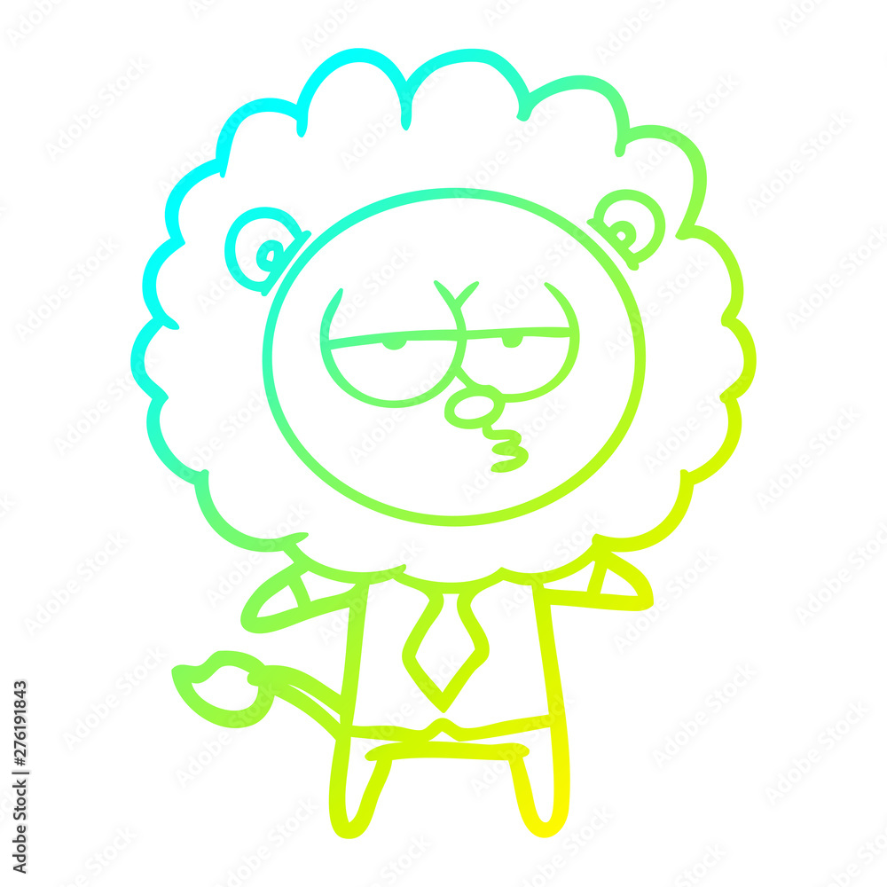 cold gradient line drawing cartoon bored lion office worker cold gradient line drawing cartoon bored lion office worker