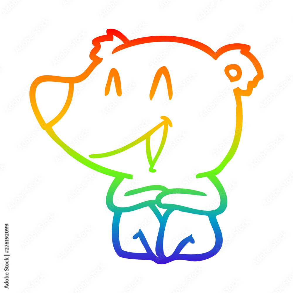 rainbow gradient line drawing laughing bear cartoon rainbow gradient line drawing laughing bear cartoon