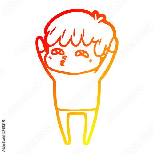 warm gradient line drawing cartoon curious man