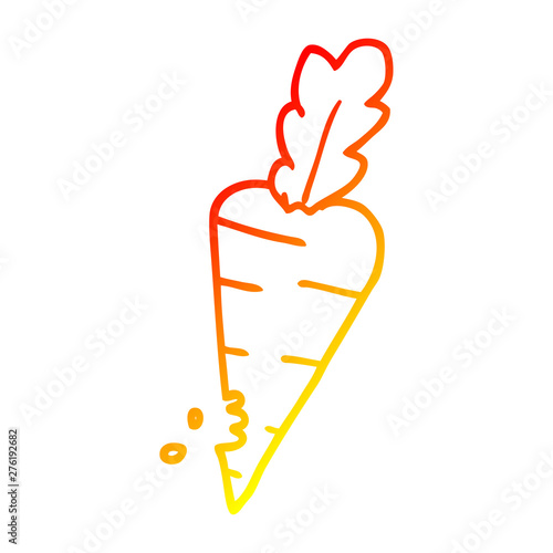 warm gradient line drawing cartoon carrot with bite marks