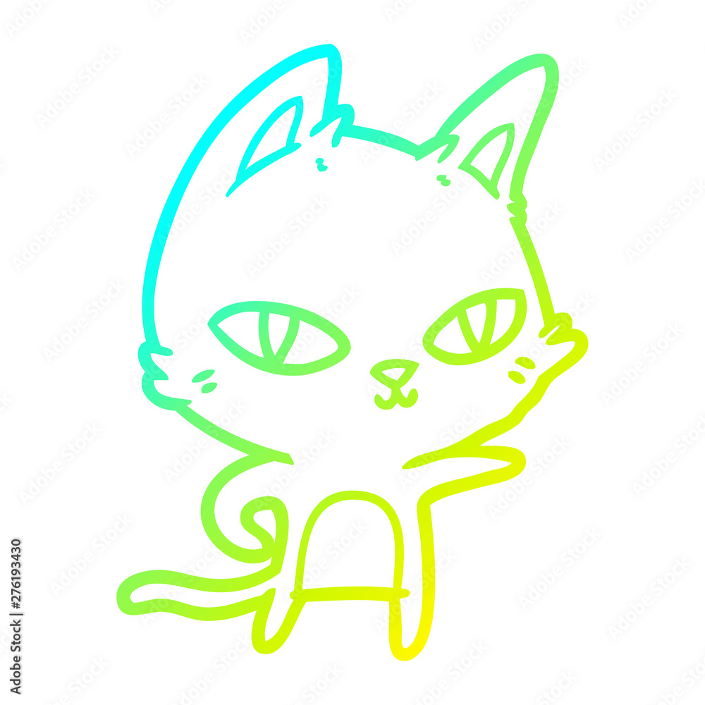 cold gradient line drawing cartoon cat staring cold gradient line drawing cartoon cat staring
