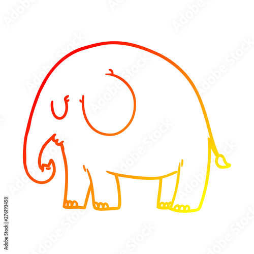 warm gradient line drawing cartoon elephant